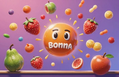 Sweet Bonanza Slot Keyart mit bunten S&uuml;&szlig;igkeiten und oranger Multiplikator-Bombe