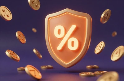 Cashback Schild mit Prozentzeichen als w&ouml;chentliche Erstattung im SpinGranny Casino